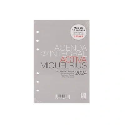 Abbildung von Miquelrius Umfassender Jahreskalender 2024, Wochenansicht, horizontale Größe, aktive Größe 117 x 182 mm, Katalanisch, Portugiesisch und Englisch