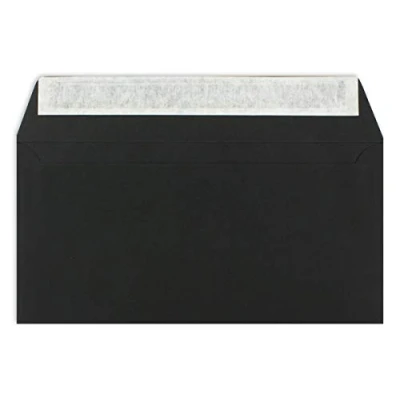 Abbildung von 300 DIN Lang Brief Umschläge Schwarz 11 x 22 cm 120 g/m² Haftklebung Standard Kuverts für Taufe &amp; Einladungen von Ihrem Glüxx Agent