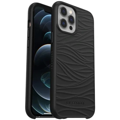 Abbildung von LifeProof Wake Hülle für iPhone 12 Pro Max, stoßfest, Sturzschutz bis 2 Meter, schlanke schützende Hülle, Nachhaltig hergestellt aus recyceltem Ozeanplastik, Schwarz