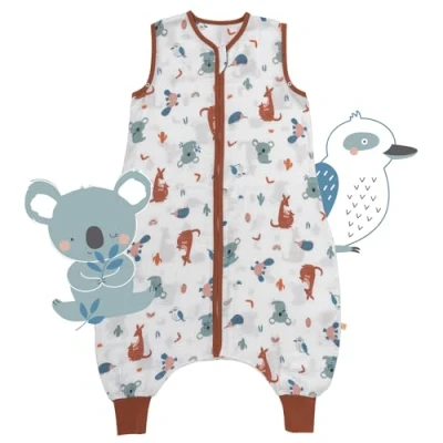 Abbildung von schlummersack Baby Schlafsack mit Füßen Sommer 0.5 Tog 100 cm dünn Bambus Musselin Känguru Beinen ungefüttert für eine Körpergröße von 110cm