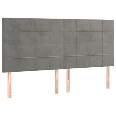 Abbildung von vidaXL Kopfteil 4 STK., Bettkopfteil mit Holzbeinen, Höhenverstellbar Polsterkopfteil für Bett, Betthaupt Bettzubehör Schlafzimmer, Hellgrau 100x5x78/88cm Samt