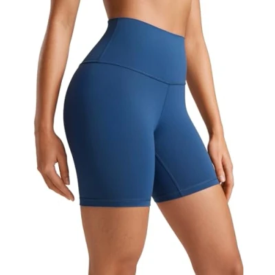 Abbildung von CRZ Yoga Womens Kurze Sporthose Laufshorts Sommer Radlerhose High Waist Fitness Shorts ButterLuxe 15cm FRANZÖSISCHE MARINE 42