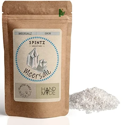 Abbildung von SPINTZ 250g Meersalz grob grobes Speisesalz Ideal für Salzmühle perfekt mediterrane Gerichte zum salzen Premium Gourmet Salz ohne Rieselhilfen plastikfrei verpackt