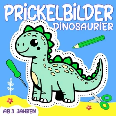 Abbildung von Prickelbilder Dinosaurier: Bastelbuch für Kinder ab 3 Jahren mit 30 Prickelvorlagen zum Ausmalen, Prickeln, Ausschneiden Mädchen und Jungen