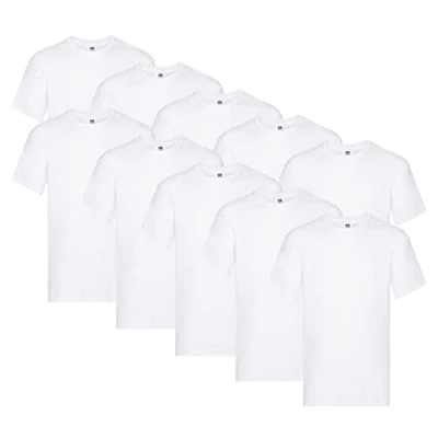 Abbildung von Fruit of the Loom Original T Shirt, Farbe:10x Weiss + 1 HL Kauf Notizblock, Größe:3XL