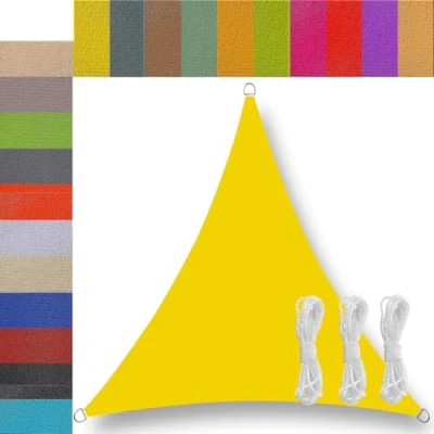 Abbildung von Ufamiluk sonnensegel dreieckig wasserdicht 4x4x4m Balkon Regenschutz 95% UV Schutz Windschutz Überdachung Plane für Garten Terrasse Outdoor Camping Patio Schwimmbad Fluoreszierendes Gelb