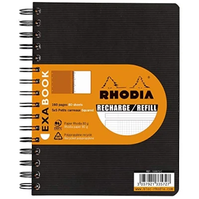 Abbildung von Rhodia 133572C SpiralBlock (DIN A5, 14,8 x 21 cm, kariert, ideal für Ihre Notizen, 80 Blatt) 1 Stück schwarz