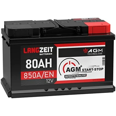 Abbildung von LANGZEIT AGM Batterie 80Ah 12V 850A/EN Start Stop Autobatterie VRLA