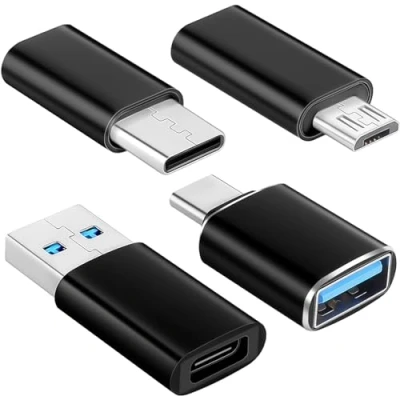 Abbildung von [4 Stücke] Adapter USB C auf USB, Adapter, Kompatibel mit MacBook Pro, Samsung Galaxy, Smartphones, Laptop, PC, im Auto Usw.