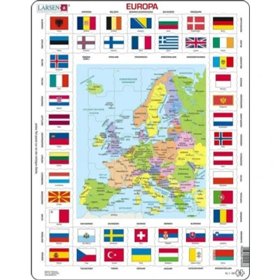 Abbildung von Media Verlag Puzzle Europa Länder + Flaggen (Kinderpuzzle), 99 Puzzleteile