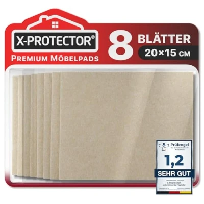 Abbildung von x Protector Filzgleiter 8 Stück 20 15 0.5 cm Prämie Möbelgleiter Beige Filz Selbstklebend Bodenschoner für Stühle Große Menge an Schützen Sie Ihre Böden