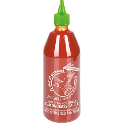 Abbildung von Uni Eagle Chili Sauce Sriracha scharf mit Zitronengras Hot Chilies und 1 x 885 g