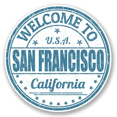 Abbildung von 2 x 10 cm San Francisco Vinyl Aufkleber Gepäck Travel Tag California USA Fun #5739 (10 cm)