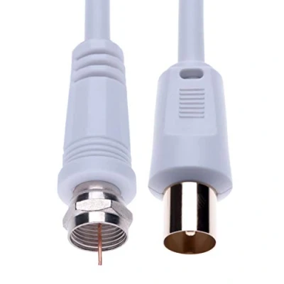 Abbildung von Koaxialkabel F Stecker auf RF m Kabel für Satelliten Sat Freesat Sky Virgin BT TV HDTV DVB DVD Radio/Koax Aerial Freeview Coaxial Coax Antenne Adapter Kabelfernsehen 2 Weiß