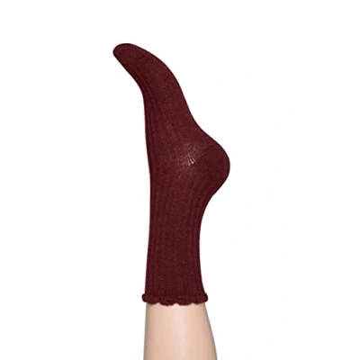 Abbildung von Charnos Damen Wollstrümpfe, gewellt, Weinrot, Einheitsgröße Socken, Wein, One Size
