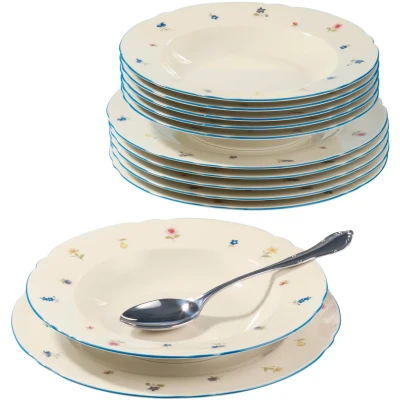 Abbildung von Seltmann Weiden Tafelservice &quot;Geschirr Set, 12 Teile, Marieluise Streublume&quot;, (Set, tlg., 6x Speiseteller rund 25 cm, Suppenteller 23 cm), Blumen, Made in Germany