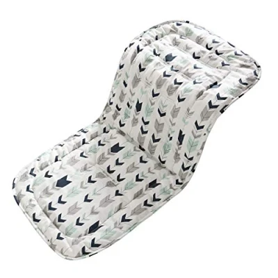 Abbildung von Baby Sitzauflage für Kinderwagen, 32x78 cm Sitzeinlage aus 100% Baumwolle Weiche und Reversible Autositz Kinderwagenauflage Babyschale Buggy(Rosa Polygon)