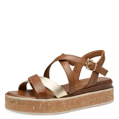 Abbildung von Marco Tozzi Plateausandalette, Damen, Größe: 40, Cognac Schuhe
