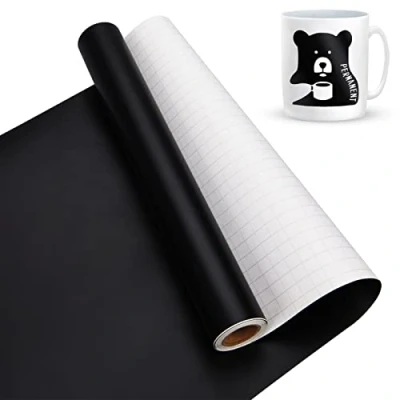Abbildung von Lya Vinyl Mattschwarz Plotterfolie 30,5 x 500 cm PET Vinylfolie Plotter für Cricut, Hohe Qualität Schwarz Party Dekoration, Aufkleber, Craft Cutter