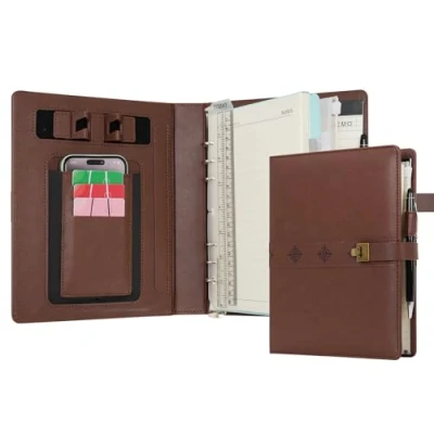 Abbildung von WASON A5 Tagebuch Liniertes Kompositions Notizbuch mit Stift, Nachfüllbarem Papier Herausnehmbares Klemmbrett Ringbuch Portfolio Notizblock für Schule Reisearbeit und Organizer (Kaffee)