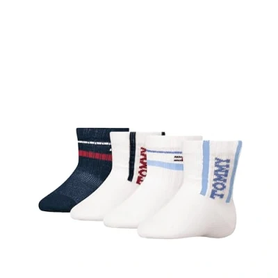Abbildung von Tommy Hilfiger BABY SOCK 4 PACK Sport Unisex Socken für Kinder, Größe: 15 18, Light blue/tommy original