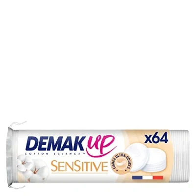 Abbildung von Demak&#039;Up Sensitive Wattepads zum Abschminken Gesicht und Augen 100% natürliche Baumwollfasern 64