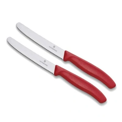 Abbildung von Victorinox Tafelmesser Küchenmesser Set, 2 teilig, Rot, Swiss Classic (2 Stück), ergonomischer Griff, ideal für Präzisionsarbeiten in der Küche