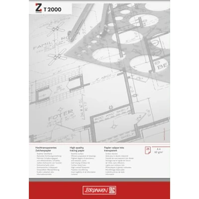 Abbildung von BRUNNEN Transparentpapier T2000, extrazäh, radierfest und lichtpausfähig, DIN A4