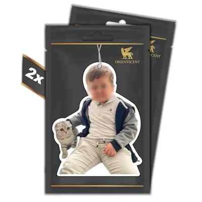 Abbildung von 2er Set CATMAN MOTIV Duftbaum Luftfrischer automatischer Duftspender fürs Auto lustig tuning Car Air freshener Duftanhänger Auto, (WHITE TEA, 2 Stück)