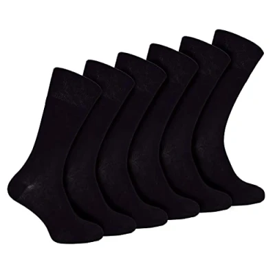 Abbildung von IOMI 6er Pack Herren Socken Ohne Gummibund Extra Weit Bambus Diabetikersocken für Geschwollene Beine (39 45, Schwarz)