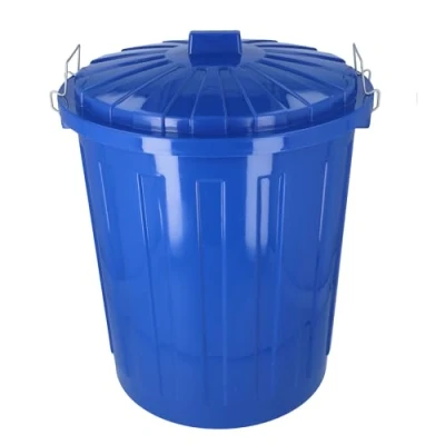 Abbildung von HRB Maxitonne 50 Liter blau, Tonne aus stabilem Hartplastik, abnehmbarer Deckel mit Metallverschlüssen, geeignet für Wäsche, Spielzeug oder als Mülleimer Küche
