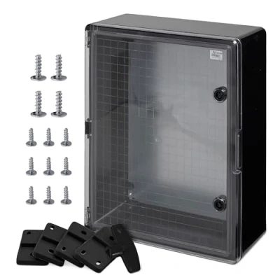 Abbildung von BOXEXPERT ABS Kunststoff Gehäuse, IP65, Wandschrank, Industriegehäuse, Leergehäuse, 500x400x180mm, schwarz, transparent, Montageplatte, Gehäuse der Serie Fleet