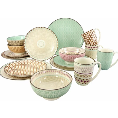 Abbildung von CreaTable Kombiservice &quot;Geschirr Set Mandala&quot;, (Set, 16 tlg., Kaffeeservice und Tafelservice im Set, für 4 Personen), Service, Designs, Teile, Personen