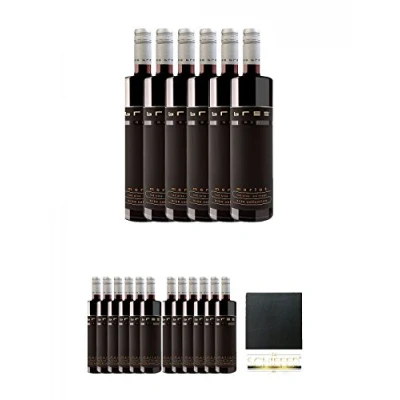 Abbildung von Bree Red Merlot 6 x 0,75 Liter + Schiefer Glasuntersetzer eckig ca. 9,5 cm Durchmesser