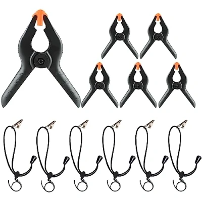 Abbildung von Vevelux 6 Pack Federzwingen Klemmzwingen + Hintergrund Klammer Halter, Klammern Fotohintergrund für Muslin, Plane, Video, Fotostudios und Holzbearbeitung