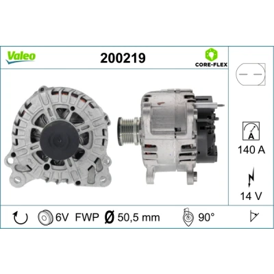 Abbildung von VALEO 200219 Lichtmaschine 14V 140A VOLKSWAGEN: Crafter 30 50 Kastenwagen, Transporter 5 Bus