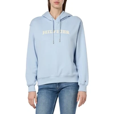 Abbildung von Tommy Hilfiger Monotype LOGO Kapuzenpullover, Damen, Größe: Small, Breezy blue