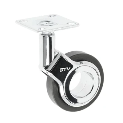 Abbildung von GTV Möbelrollen GIRA Lenkrollen Rollen für Möbel ohne Bremse Durchmesser 60 mm aus Kunststoff und Stahl Schwarz + chrom