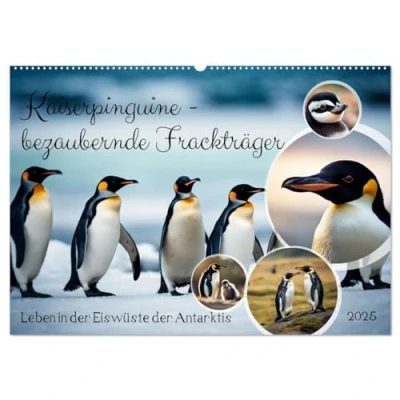 Abbildung von Kaiserpinguine bezaubernde Frackträger (Wandkalender 2025 DIN A2 quer), CALVENDO Monatskalender