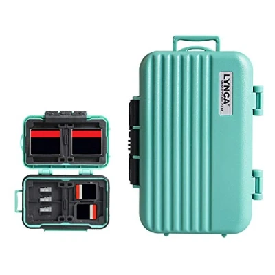 Abbildung von LYNCA Speicherkarten Etui, Hard Protector Case Professional Wasserdicht Anti Shock Compact Kamera Karte Aufbewahrungsbox für 8 SD Karten 4 CF 12 Micro SD/TF (Grun)