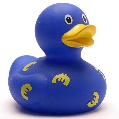 Abbildung von Badeente I Quietscheente EURO L: 8 cm inkl. Badeenten Schlüsselanhänger im Set