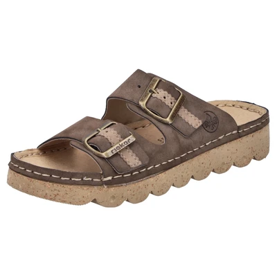 Abbildung von Rieker Pantolette flach, Damen, Größe: 41, Beige Schuhe