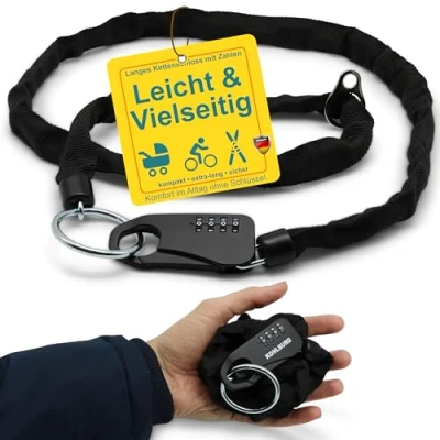 Abbildung von KOHLBURG sicheres + leichtes Taschenschloss mit Zahlencode [129cm lang, 3mm stark] als Kinderwagenschloss Skischloss Snowboardschloss &amp; Helmschloss Motorrad Zahlenschloss Fahrrad Kinderwagen
