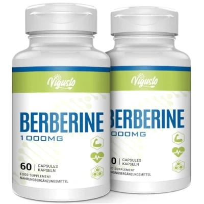 Abbildung von Hochdosiert Berberin HCL 1000mg (2 Packung) Natürliches Berberine + Milk Thistle Extrakt Komplex, Antioxidativer AMPK Aktivator, Maximale Absorption 120 Vegan Kapseln