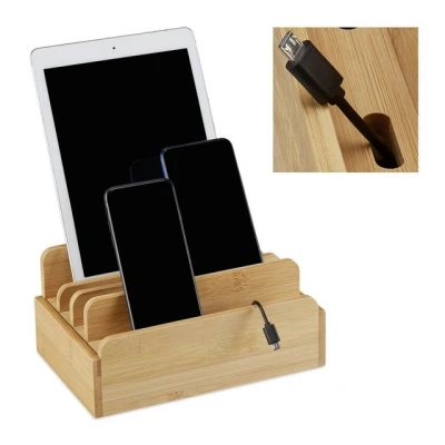 Abbildung von relaxdays Ladestation Bambus Handy Halterung