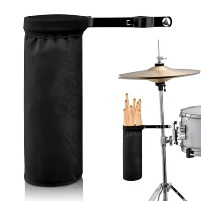 Abbildung von Drum Stick Bag Drumstick Halter: Trommelstockhalter Drumsticks Wasserdichte Tasche mit Aluminium Klemme, Trommelstöcke für Kits &amp; Notenständer, bis zu 12 Paar Sticks