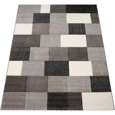 Abbildung von Paco Home Teppich &quot;Brilliance 656&quot;, rechteckig, Kurzflor, modernes Karo Design, handgefertigter Konturenschnitt