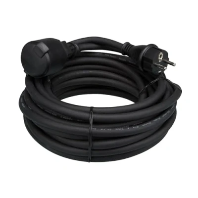 Abbildung von Perel Verlängerungskabel, H05RR F 3G2.5, 10 m, 16 A/230 V, 3680 W, Typ E/F, IP44, Gummi, schwarz