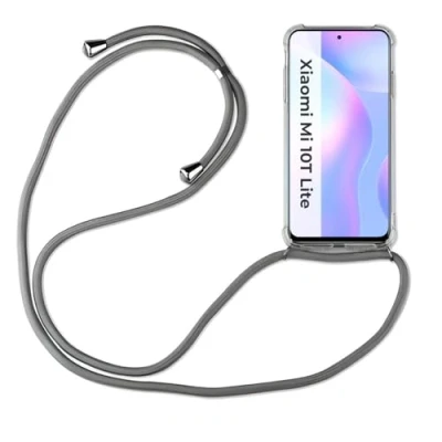 Abbildung von betterfon Xiaomi Mi 10T Lite Handykette Smartphone Halskette Hülle mit Band Schnur Case zum Umhängen Handyhülle Kordel für Grau