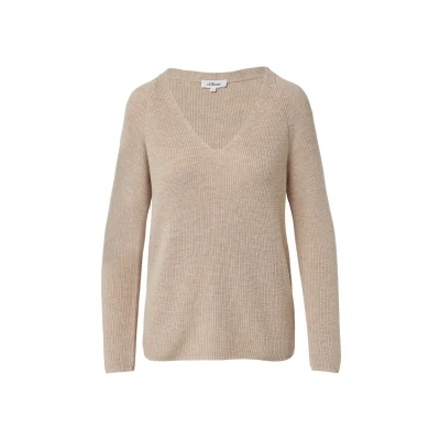 Abbildung von s.Oliver MIT Ubootausschnitt Strickpullover, Damen, Größe: 34, Sand melange